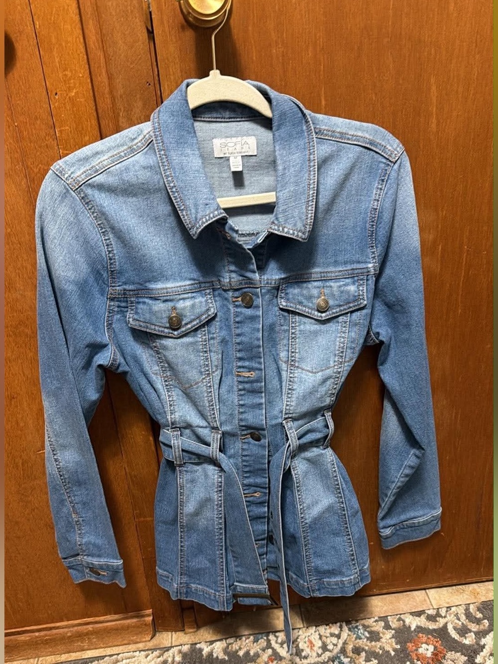 Sofia Jeans Denim Jacket with Belt women’s size Medium